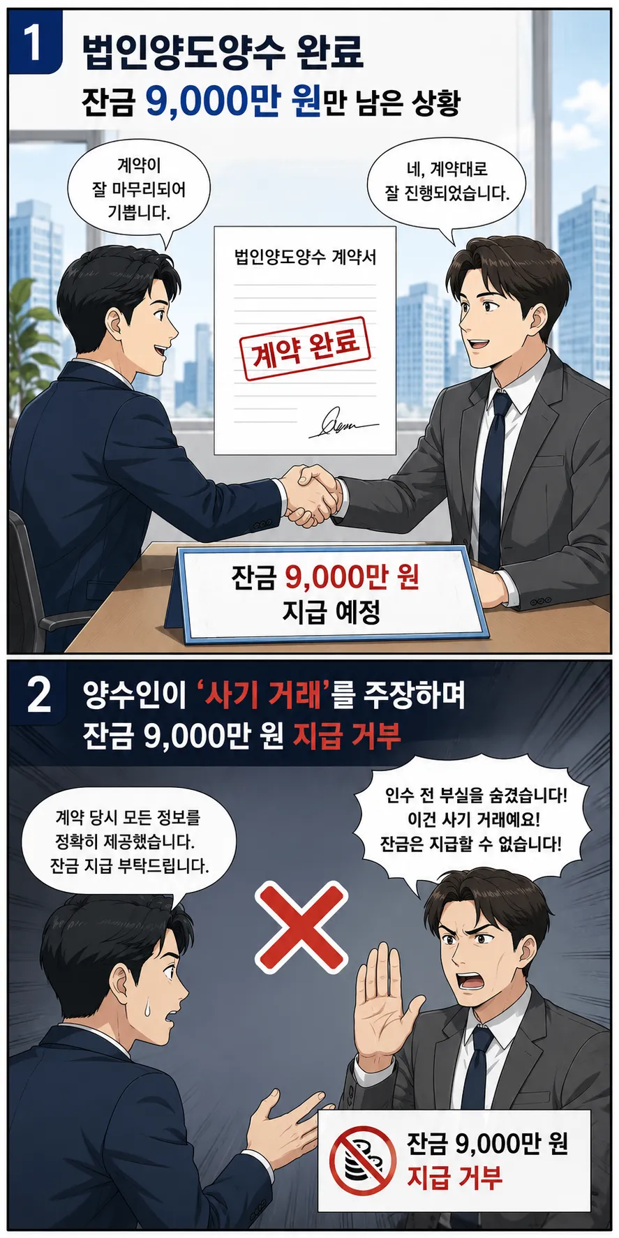 법인양도양수 계약위반, 잔금 9천만 원 전액 회수한 해결 사례
